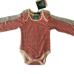 Little Green Radicals Organic Bodysuits Red and Pale Blue 9-12 Months
